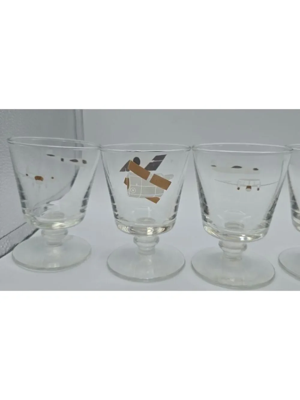 Vintage Grumman Aircraft Engineering Cocktail Glasses Set of 7 Aviation NASA